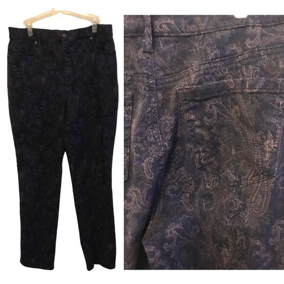 Gloria Vanderbilt Women's Jeans - Black and Gold Paisley - Picture 5 of 9